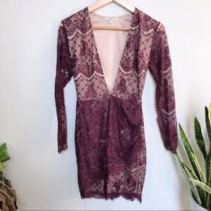 Charlotte Russe Bodycon Lace Cocktail Dress Plunge